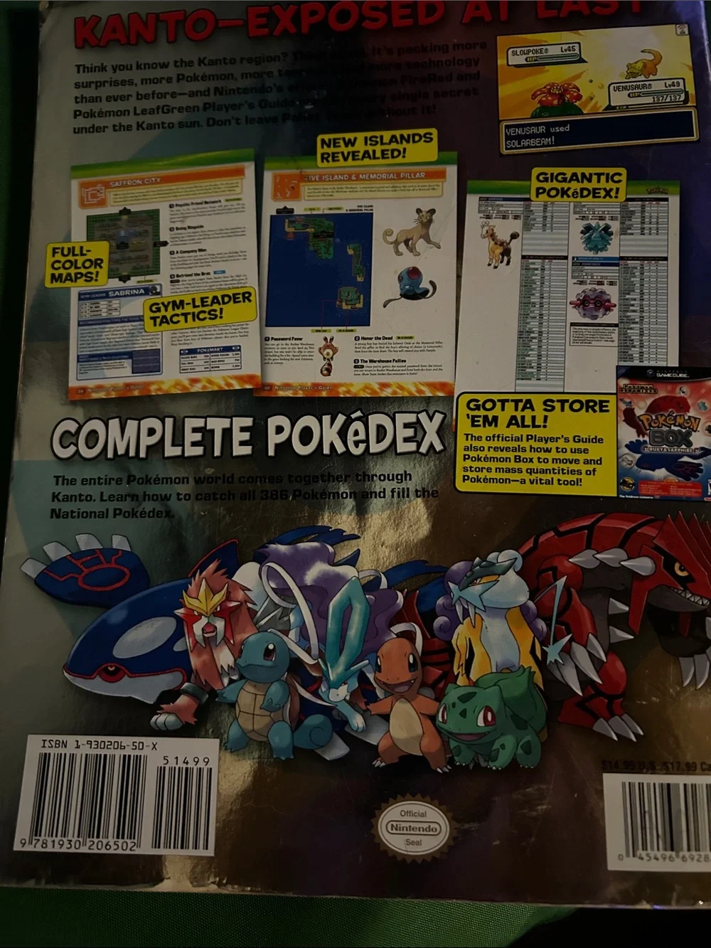 Hard to find-Pokemon FireRed/LeafGreen version. Gameboy Advance w/combat chart.